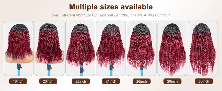 Curly V Part Wig Human Hair Burgundy Echthaar Perücke Real Hair Wig Red V Part Real Lockiges Menschl