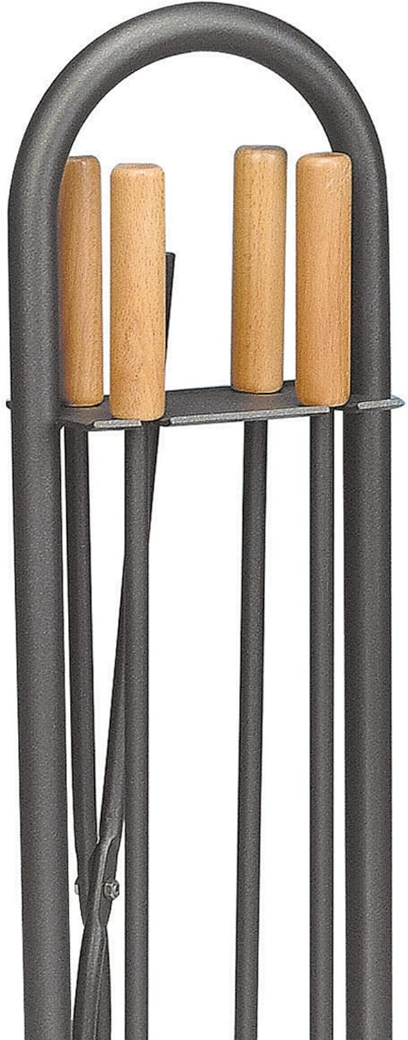 Lienbacher Kaminbesteck anthrazit beschichtet, Buchengriffe 4-TLG.