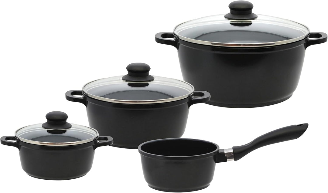 ELO Basic CA Topfset 4 tlg. mit ELODUR® Edition, Aluguss, Antihaftversiegelung, Glasdeckel, für alle