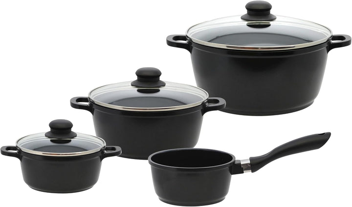 ELO Basic CA Topfset 4 tlg. mit ELODUR® Edition, Aluguss, Antihaftversiegelung, Glasdeckel, für alle
