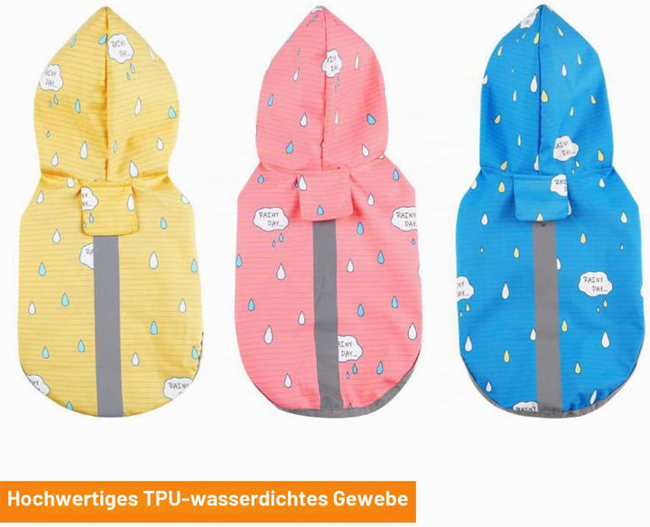 BPS Wasserdichte Regenjacke für Haustiere, Hunde, mit Kapuze, Tasche für kleine, mittelgrosse und gr