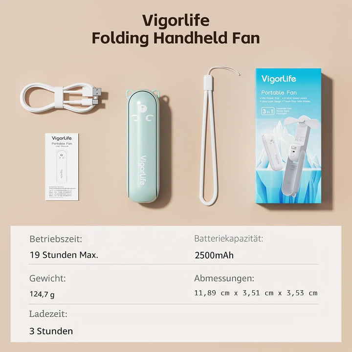 Handventilator Mini Ventilator, 3 IN 1, Tragbarer Akku Aufladbar Ventilator | USB Ventilator Klein m