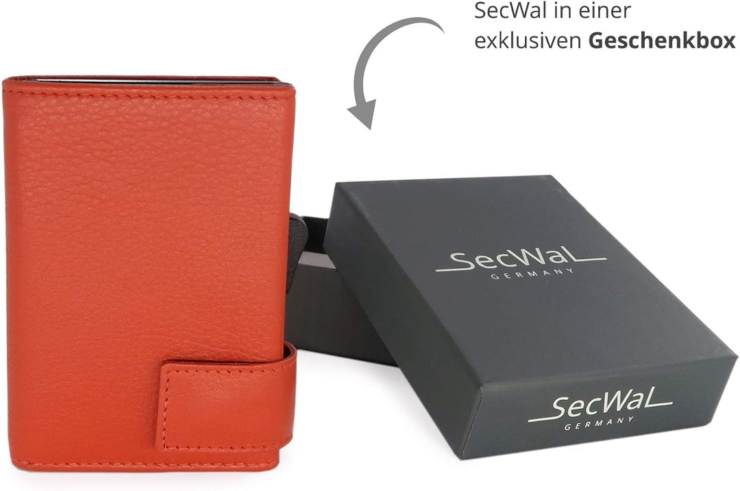 SecWal Kartenetui mit Münzfach Reissverschluss (Orange), Orange