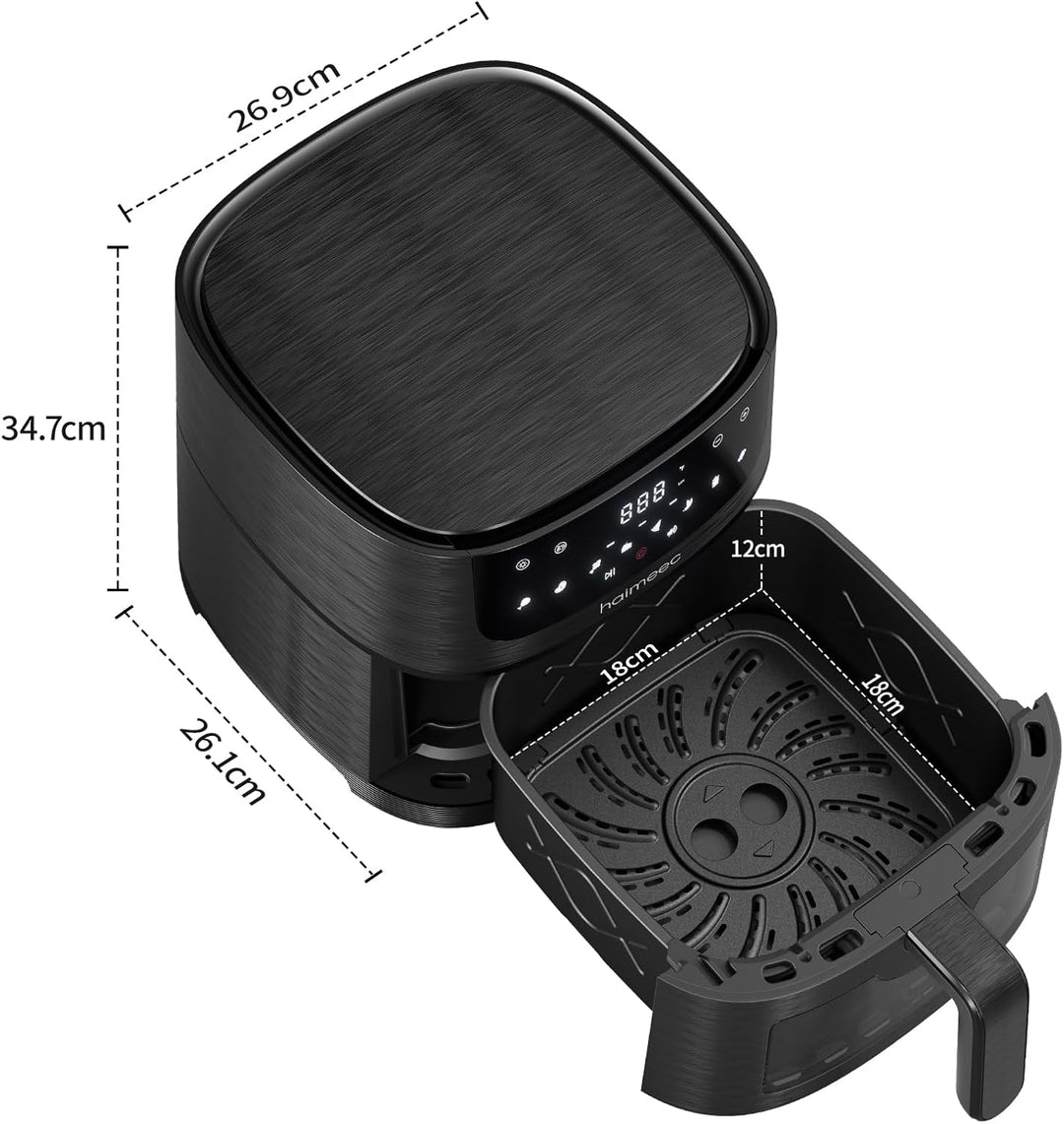 Airfryer 4L, Heissluftfritteuse mit Sichtfenster, Fritteuse ohne Öl mit Shake-Reminder, Antihaftbesc