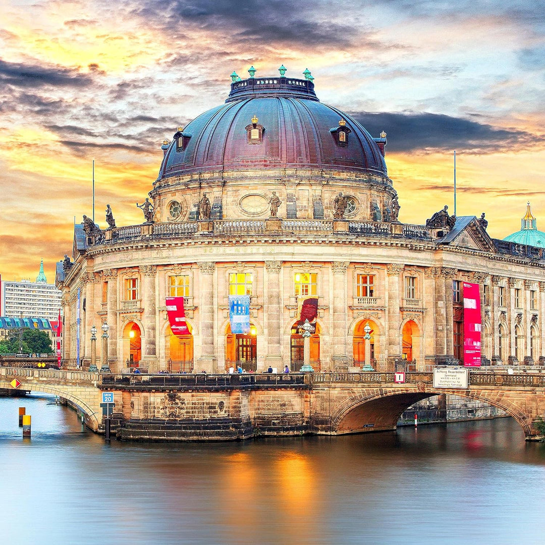 Runa Art Wandbilder Berlin 5 Teilig Bild auf Vlies Leinwand Deko Wohnzimmer Büro Städte Blau Bunt 03