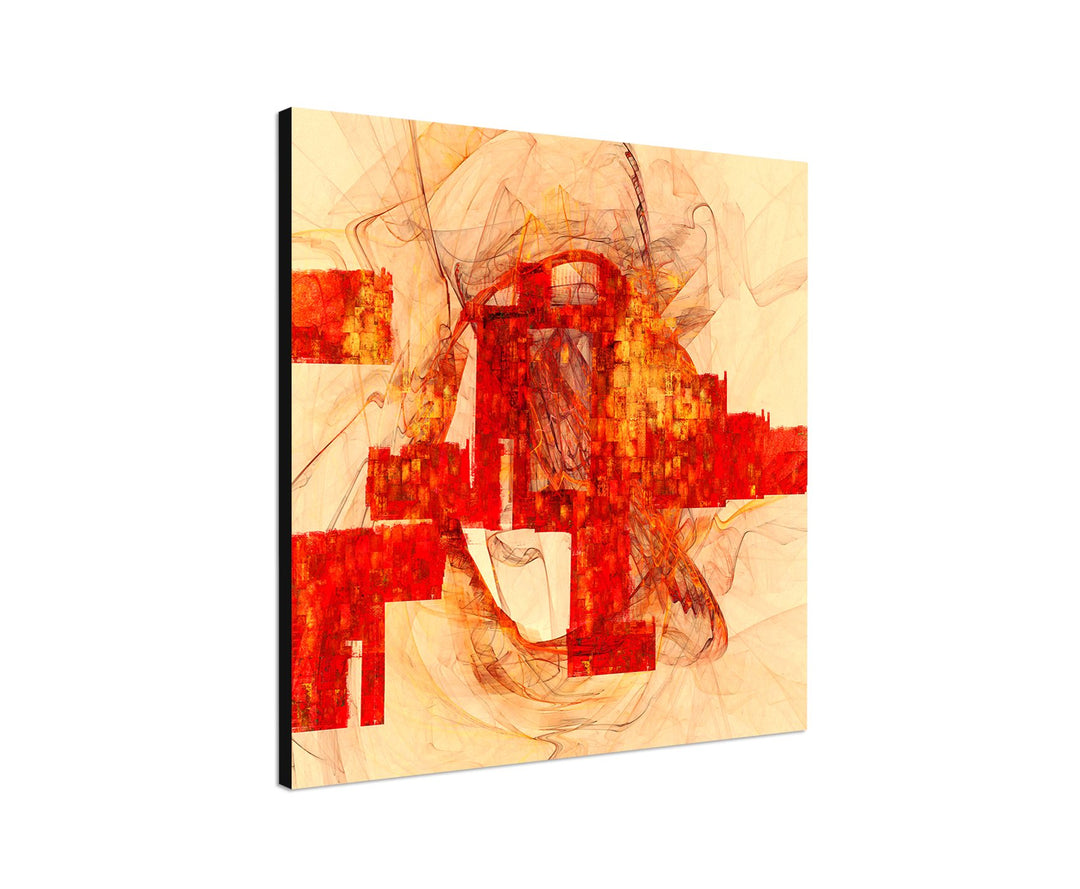 Paul Sinus Art Feurig Impulsiv Rotes Abstraktes Bild auf Leinwand Abstrakt107- dekorativer Einteiler