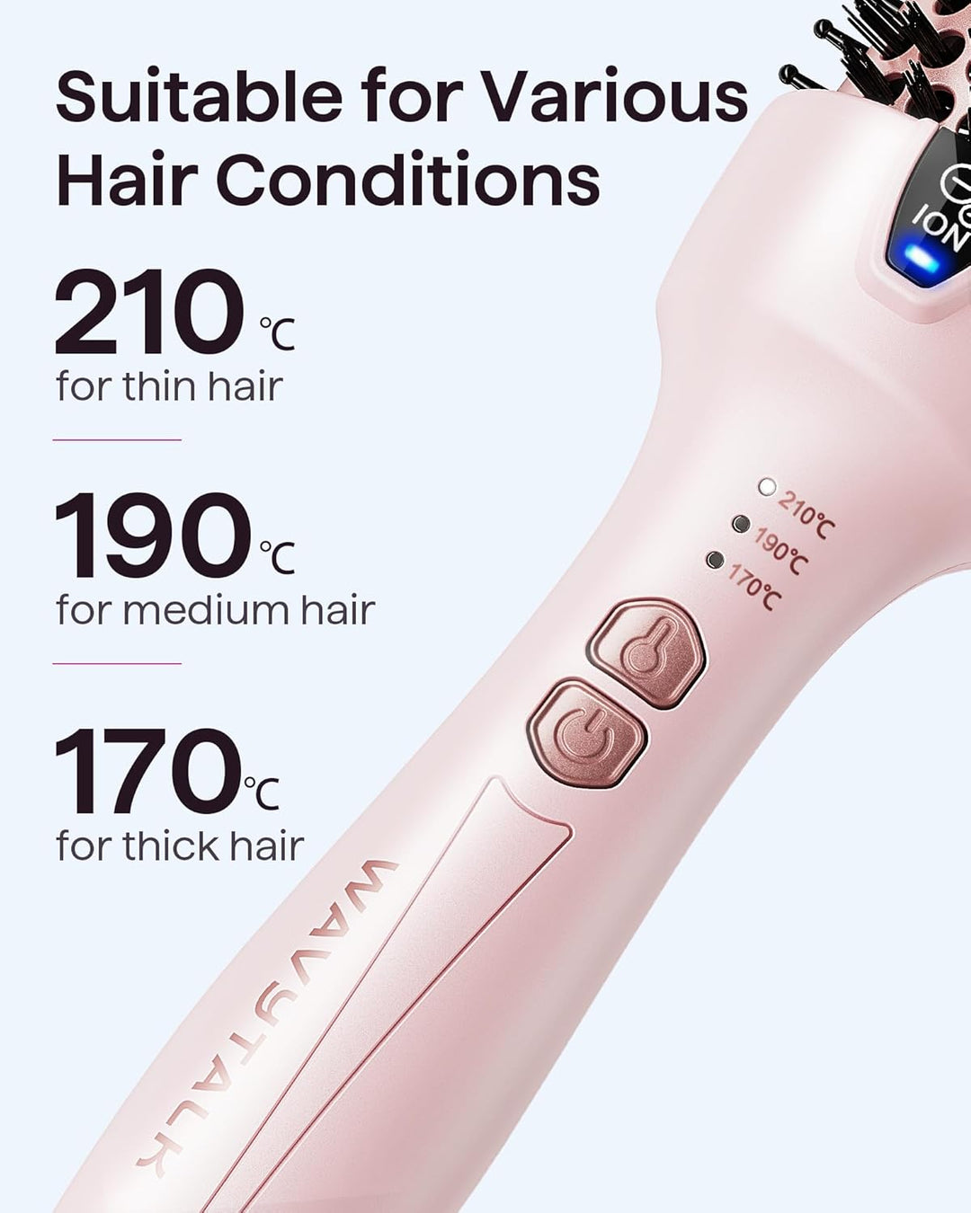Wavytalk Thermobürste, Thermal Brush 38mm Ionische Lockenbürste erhitzt zur Erzeugung natürlicher Lo