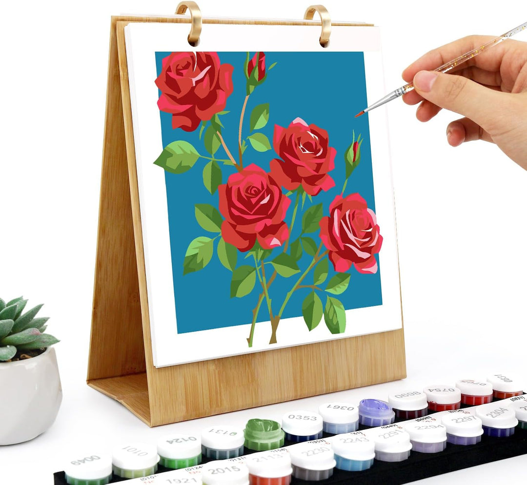 Tischkalender 2027 Malen nach Zahlen DIY Blumen Kalender zum Aufstellen Bastelset für Erwachsene mit