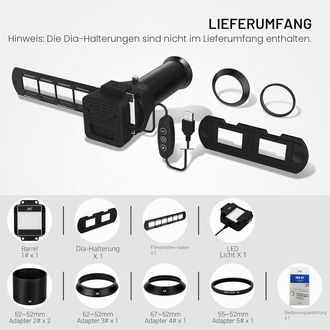 JJC ES-2 Film-Digitalisierungsadapter mit 6500 K USB-LED-Beleuchtungsset, Negativfilm-Kopierscanner
