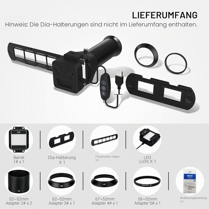 JJC ES-2 Film-Digitalisierungsadapter mit 6500 K USB-LED-Beleuchtungsset, Negativfilm-Kopierscanner