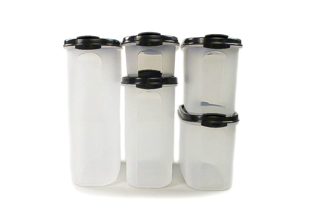 Tupperware Eidgenossen 2,3L+1,7L+1,1L (2) +500ml schwarz mit Schütte Modular