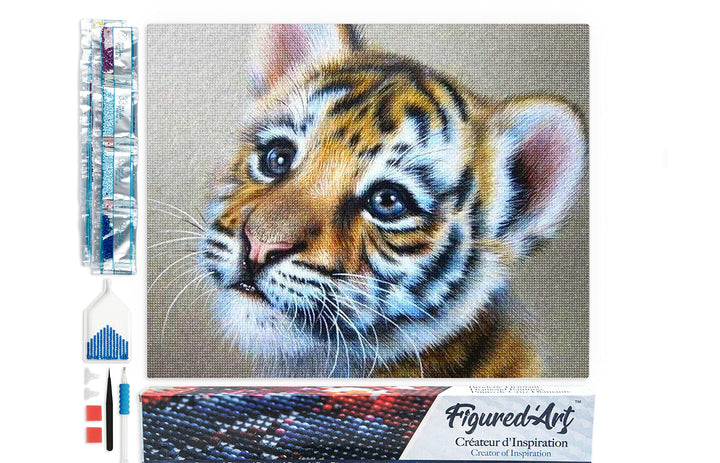 Figured'Art Diamond Painting Erwachsene 40x50cm Ganze Leinwand gerollt Tiger Baby 5D Bilder Eckige S