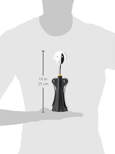 Alessi "ANNA G" Korkenzieher aus thermoplastischem Harz, schwarz und verchromtem Zamak, 5 x 8 x 38.5
