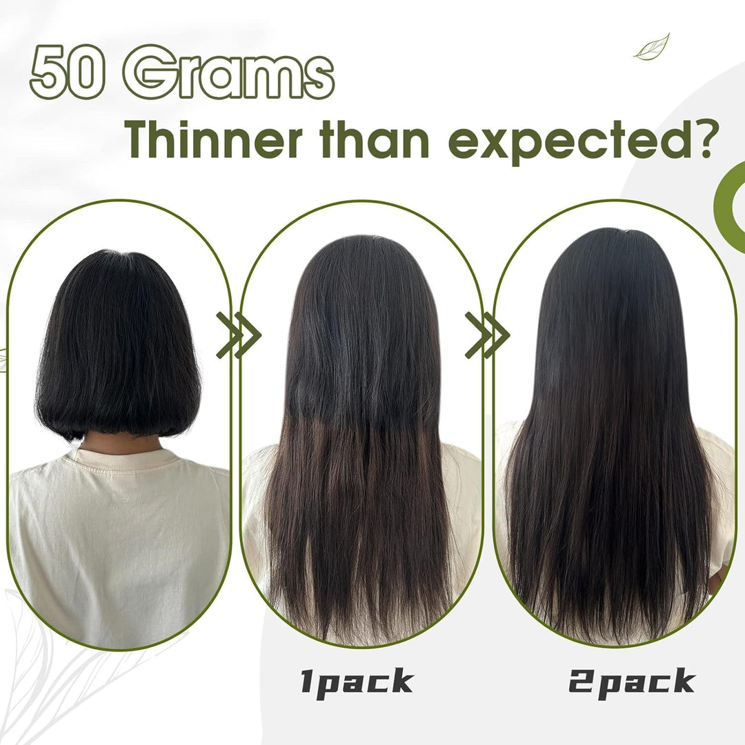 RUNATURE Echthaar Extensions Clip Braun Haarverlängerung 25cm Gerade Clip in Extensions Echthaar Dun