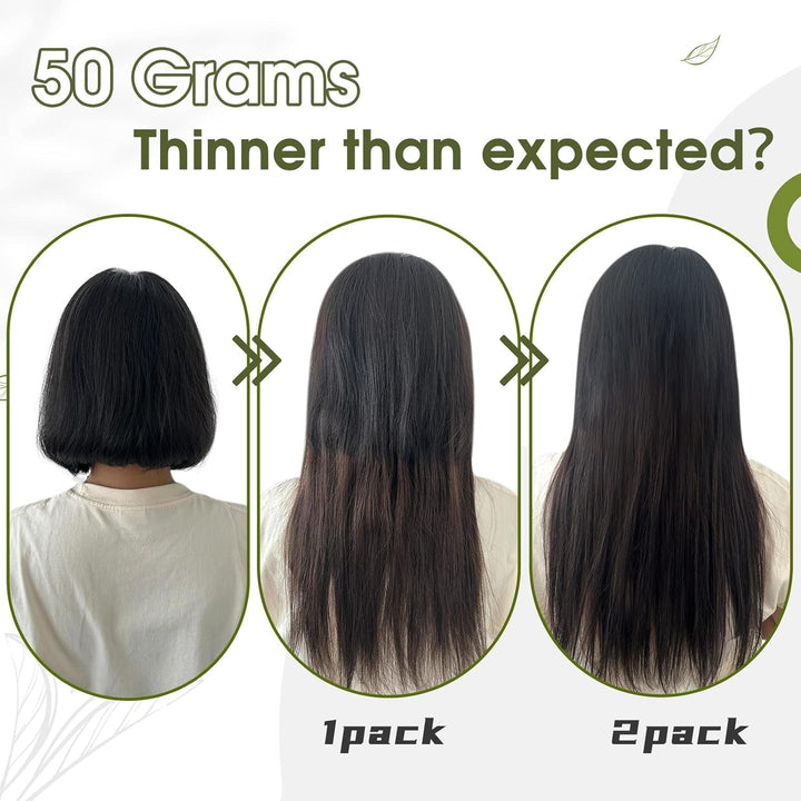 RUNATURE Echthaar Extensions Clip Braun Haarverlängerung 25cm Gerade Clip in Extensions Echthaar Dun