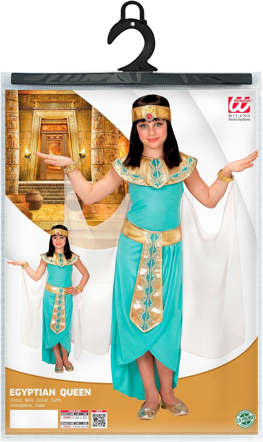 "EGYPTIAN QUEEN" (dress, belt, collar, cuffs, headpiece, cape) - (116 cm / 4-5 Years), 116