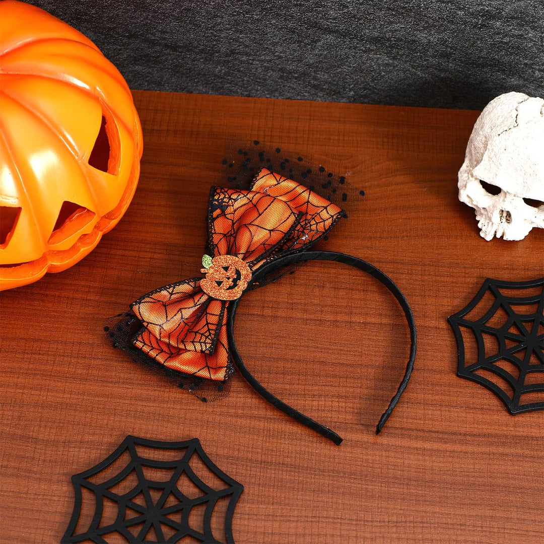 EXCEART Halloween Schädel Haarreif Damen Stirnband Kürbis Haarband Flapper Schleife Mädchen Hut Mask