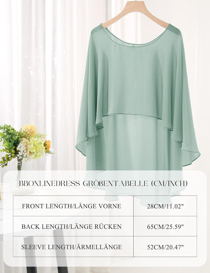 Bbonlinedress Chiffon Capes Damen Sommer Weiche Capelets leichte Tücher Wraps für Abendkleider Schal