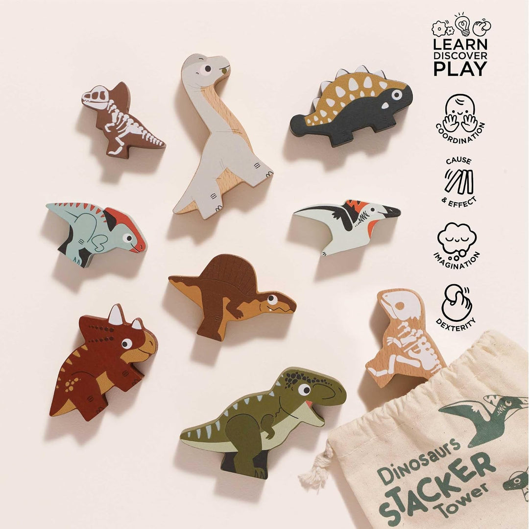 Le Toy Van LTV - Jurassic Stacking Dinosaurs &amp; Bag - 10 Piece FSC 100% Le Toy Van Dinosaurier Miniat