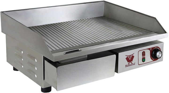 Beeketal 'BGP-c' Profi Gastro Gusseisen Grillplatte elektrisch mit 55 x 35 cm Grillfläche (geriffelt