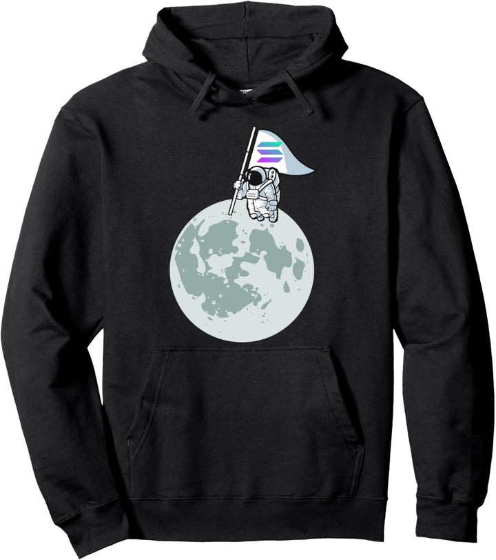 Solana To The Moon Flagge Krypto Währung SOL Lustig Pullover Hoodie