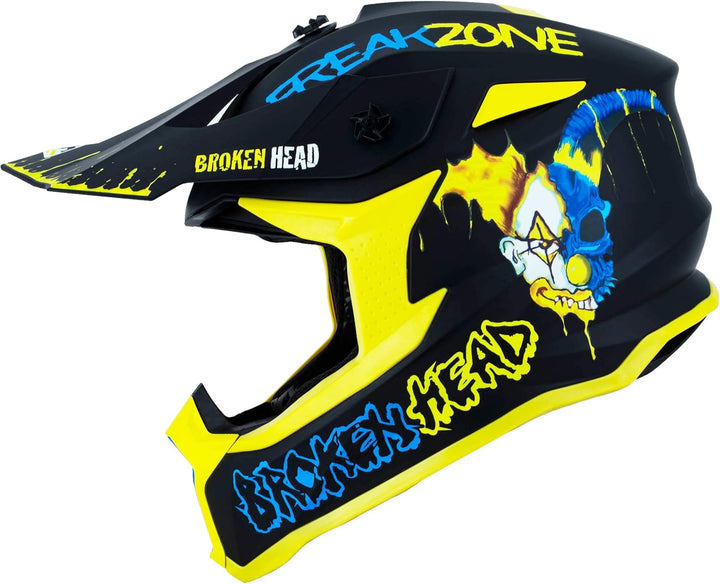 Broken Head FreakZone Motocross-Helm Blau-Gelb – Cross-Helm – MX – Quad – Supermoto L 59-60 cm, L 59