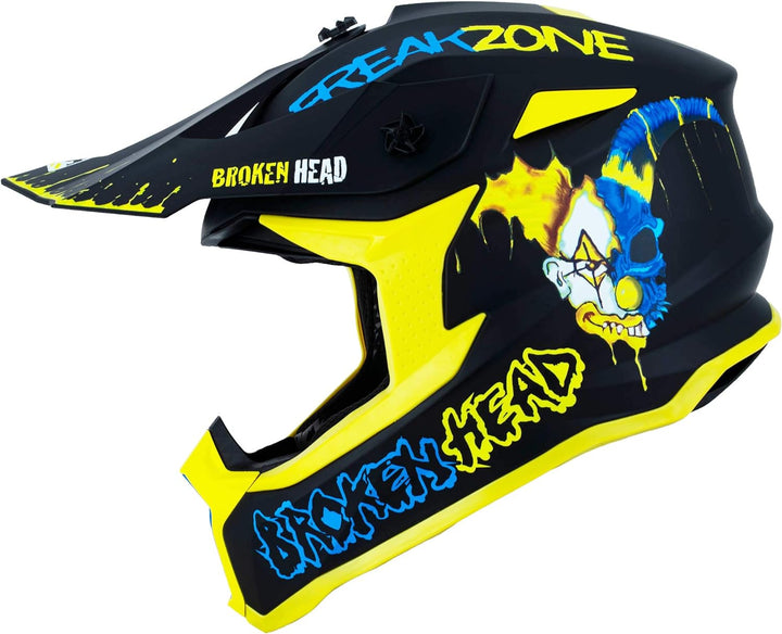 Broken Head FreakZone Motocross-Helm Blau-Gelb – Cross-Helm – MX – Quad – Supermoto XXL 63-64 cm, XX