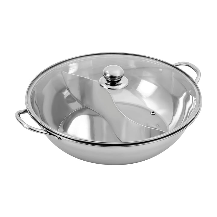 Heisstopf aus Edelstahl, Elektrische Hot Pot Wokpfanne, Hot Pot Induktion Suppentopf Glasdeckel, für