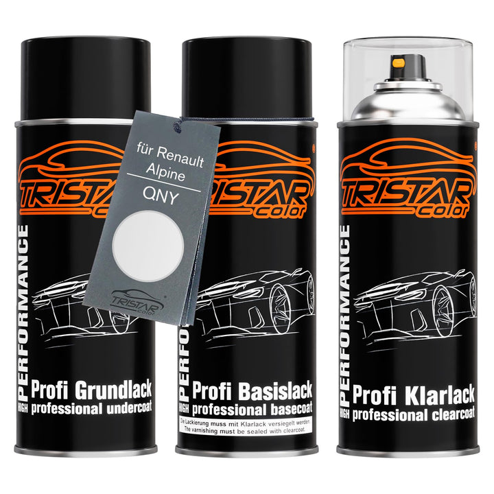 TRISTARcolor Autolack Spraydosen Set für Renault/Alpine QNY Blanc Quartz Metallic Grundlack Basislac
