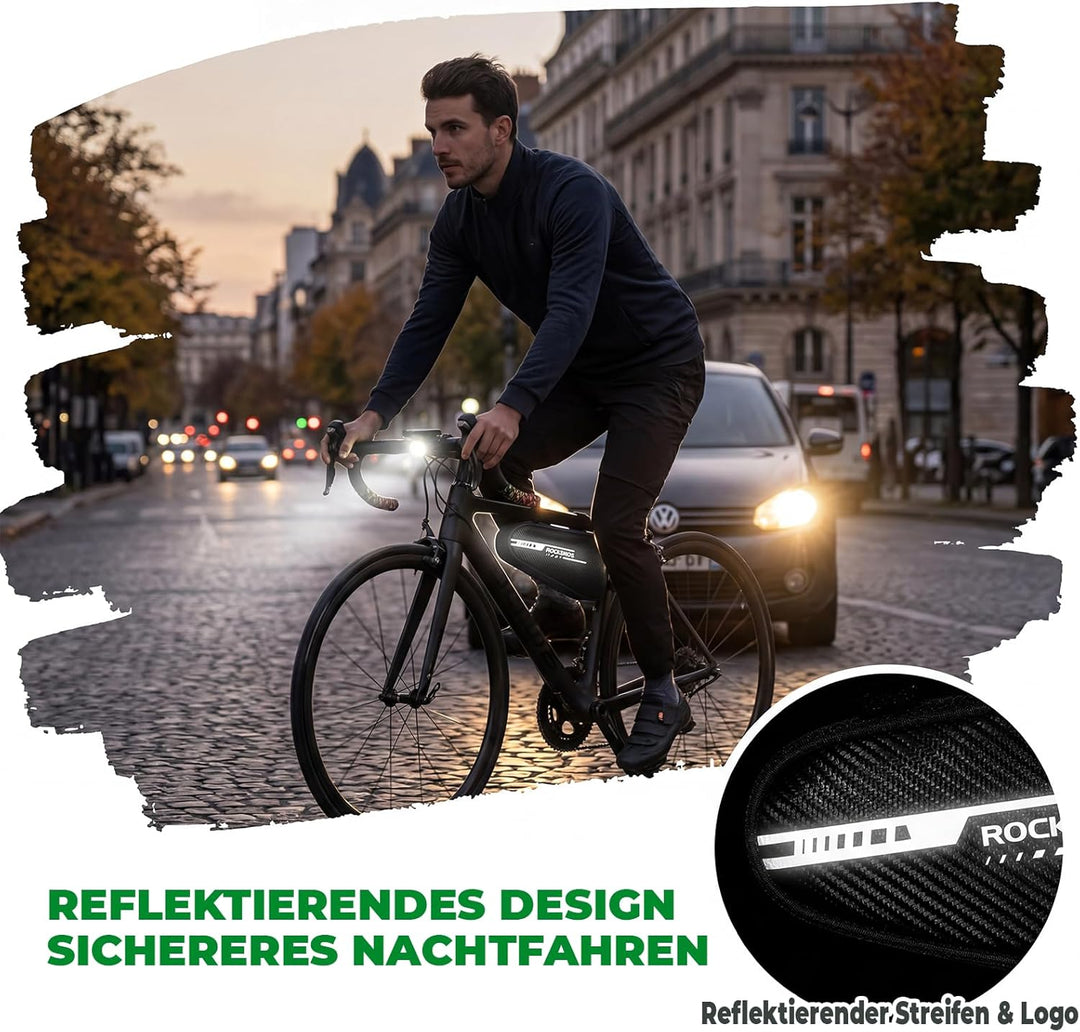 ROCKBROS Rahmentasche Dreieckstasche 1,2L Fahrradtasche für MTB, Rennräder Wasserabweisende Werkzeug