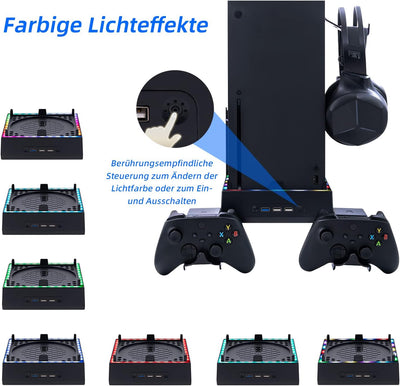 Mcbazel Xbox Series X Wandhalterung mit Kühler, RGB-LED-Kühlsystem Halterung mit einstellbaren Gesch