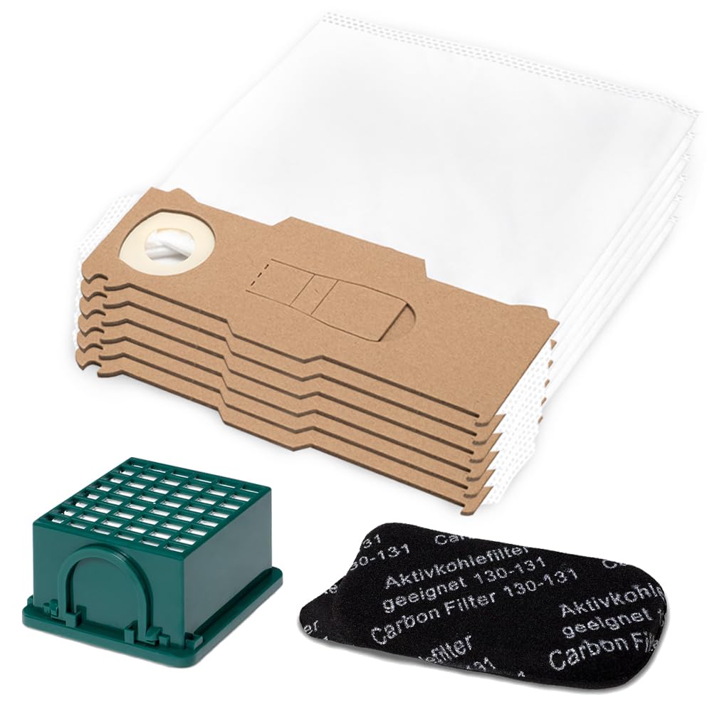 PRIMEBAG - 6 Staubsaugerbeutel und Filter-Set kompatibel für Vorwerk Kobold 130 und 131 VK130 VK131