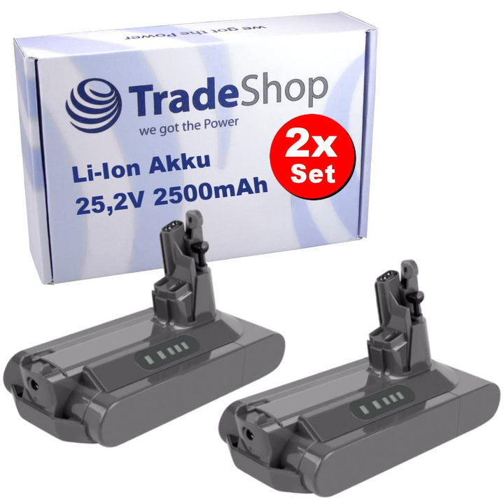 2X Trade-Shop Li-Ion Akku 25,2V 2500mAh 63Wh passend für Dyson V10 Cyclone Serie Staubsauger ersetzt