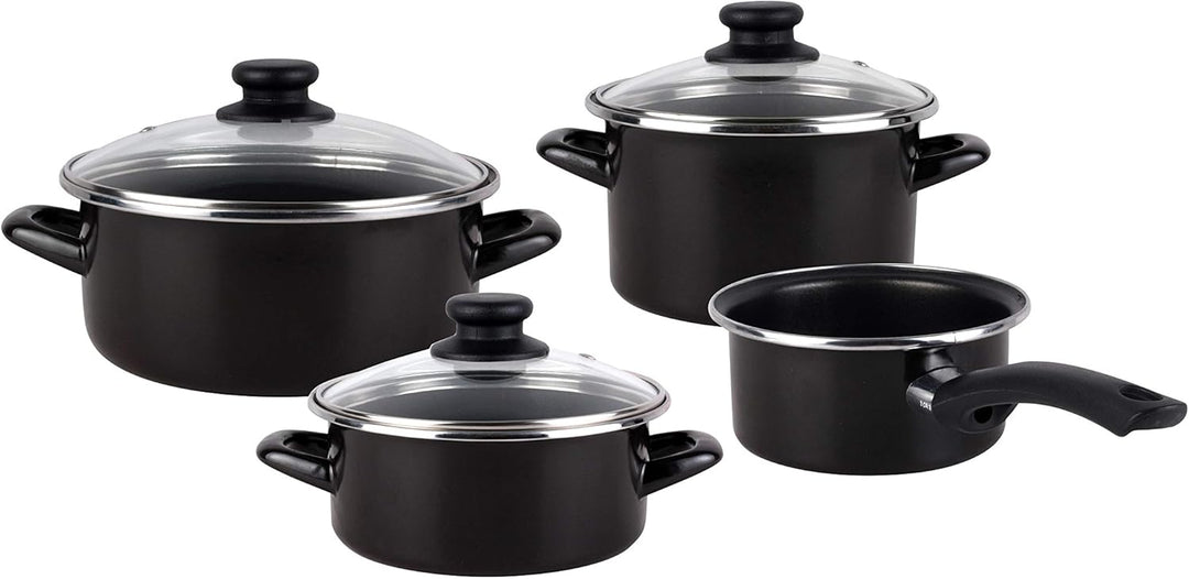 Magefesa Kenia Negra Kochgeschirr-Set, 7-teilig, emaillierter Aussenbereich, Antihaftbeschichtung, z