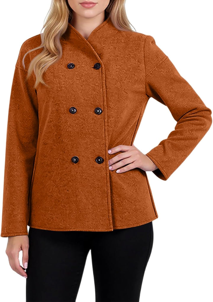 Ansenesna Wintermantel Damen Wolle Elegant Kurz Wollmantel Winter Warm Übergangsjacke Ohne Kapuze He