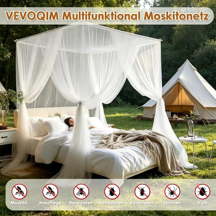 Moskitonetz 200 x 220 x 200 cm, Moskitonetz Bett, Feinmaschig und langlebig, Mosquito Net Bed für Zu