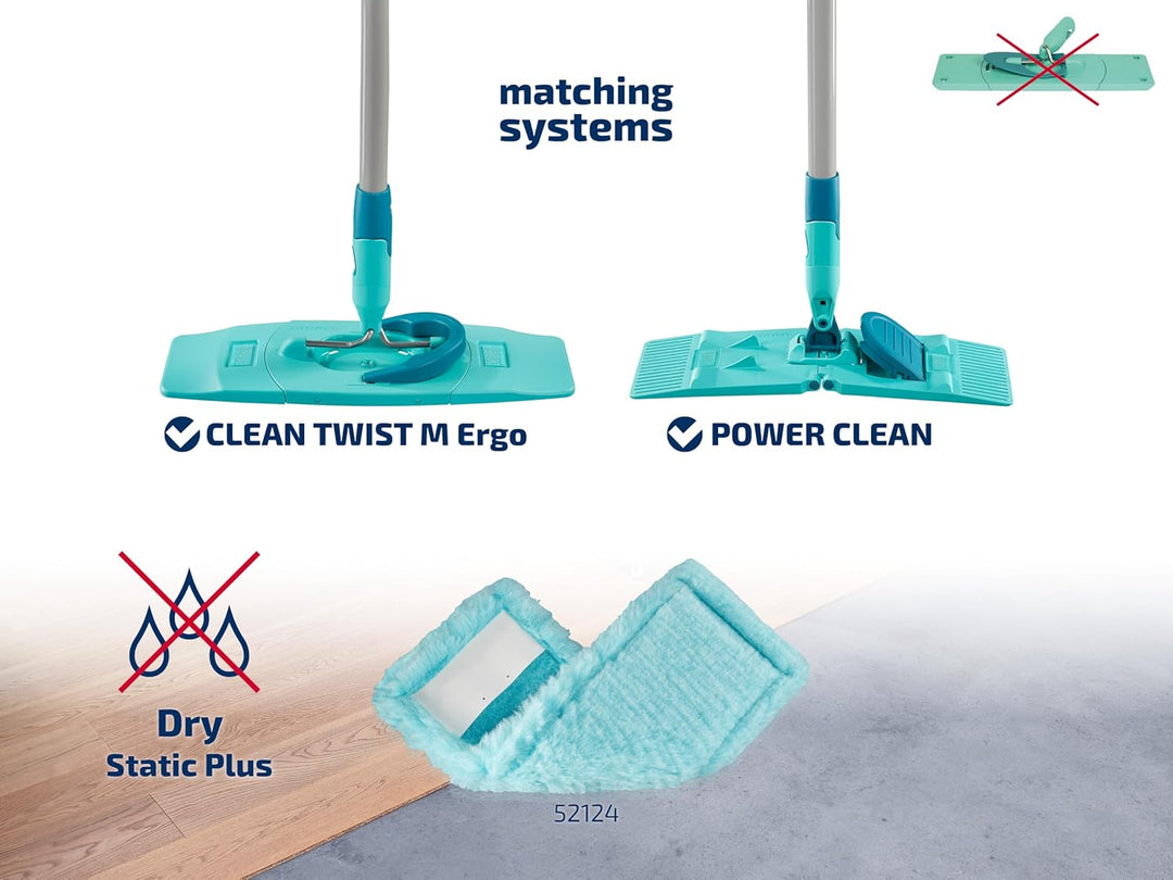 Leifheit 2er Set Wischbezug CLEAN TWIST M Ergo - Power Clean static plus, dieser Wischer Ersatzbezug