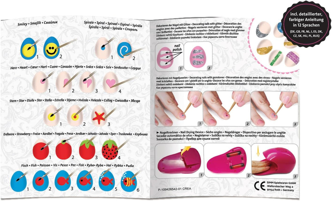 Lena 42654 42654EC Super Mani Pedi Nail Salon, 4 in 1 Nagelstudio für Kinderhände, Komplettset zum V