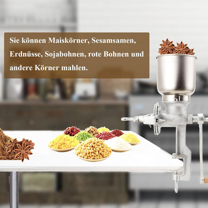 Manuelle Getreidemühle - Handbetriebene Kornschleifwerkzeuge mit Handkurbel &amp; Tischklemmen-Design -