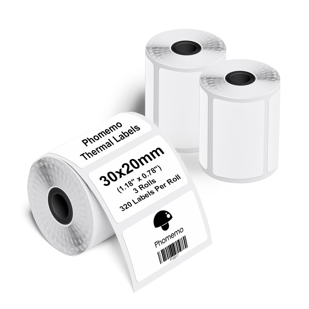 Phomemo M110/M200/M220/M221/M120 Selbstklebende Etiketten, 1.18"x 0,78"(30x20mm) Thermoetiketten pap