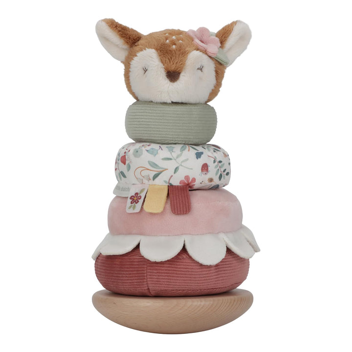 Little Dutch Stapelturm Stapelringe Steckspiel aus Holz und Stoff Baby Kleinkind REH rosa - Fairy Ga