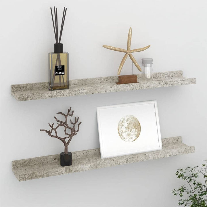 Wandregal 2 STK. Betongrau Wandregal Holz Wand BüCherregal Wand Regal Holz Wandregal KüChe KüChenreg