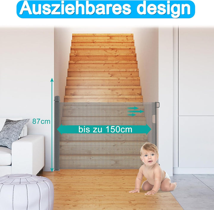 LZQ Türschutzgitter Treppenschutzgitter Roll für Babys und Haustiere, 0-150cm, 87 cm Hoch Baby Abspe
