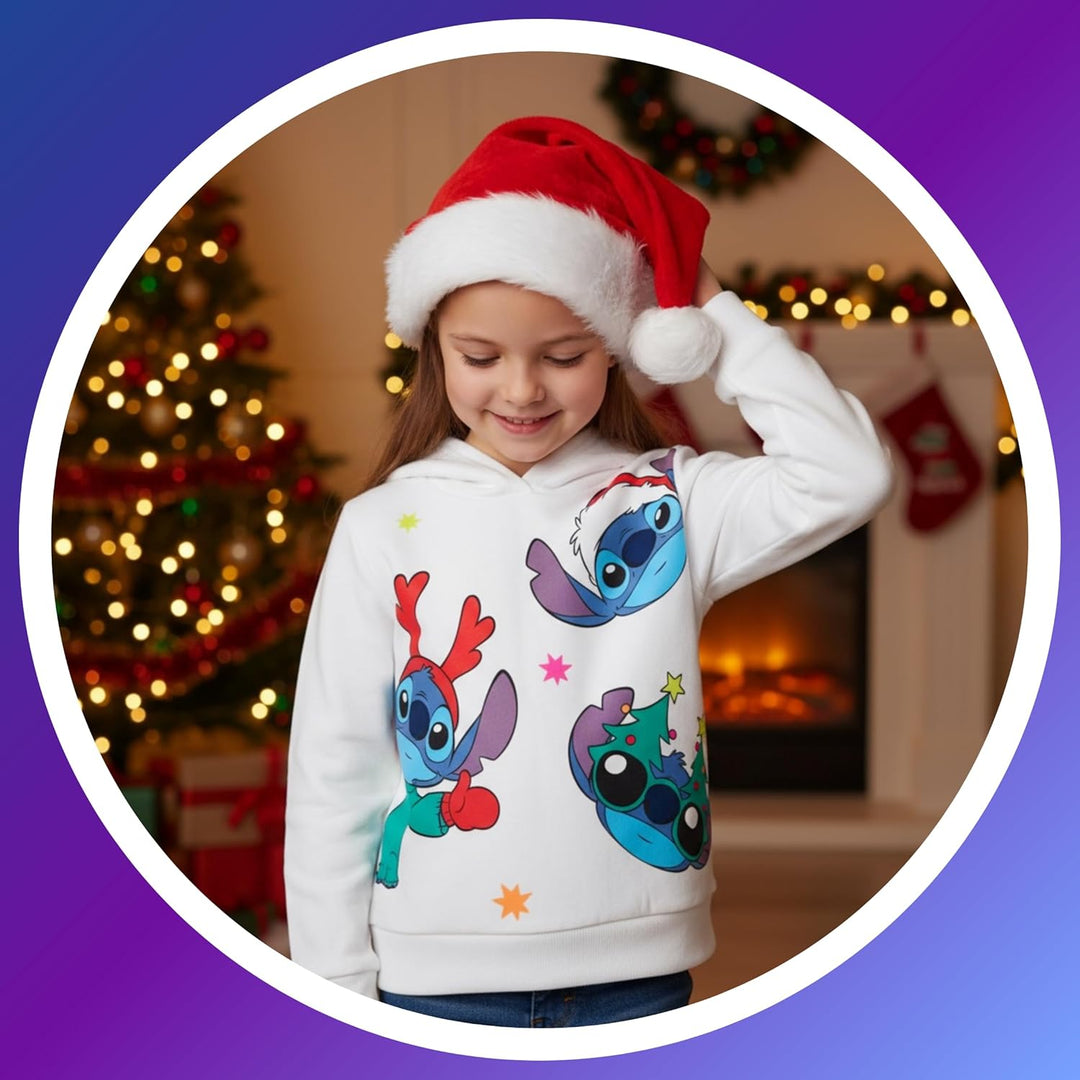 Disney Stitch Mädchen Kapuzenpullover, Design Weihnachts Sweatshirt, Pullover für Mädchen, Grössen 3