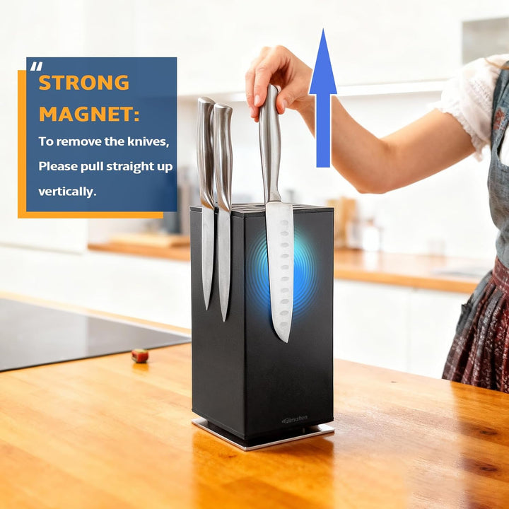 Magnetischer Messerblock 360° Drehbar, Edelstahl Messerblock Ohne Messer Schwarz - Magnet Messerblöc
