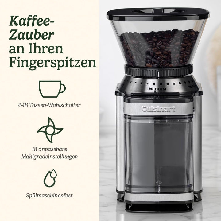 Cuisinart Kaffeemühle | Kaffeemühle für zu Hause | 4-18 Tassen | 18 Mahlgradeinstellungen | verschie