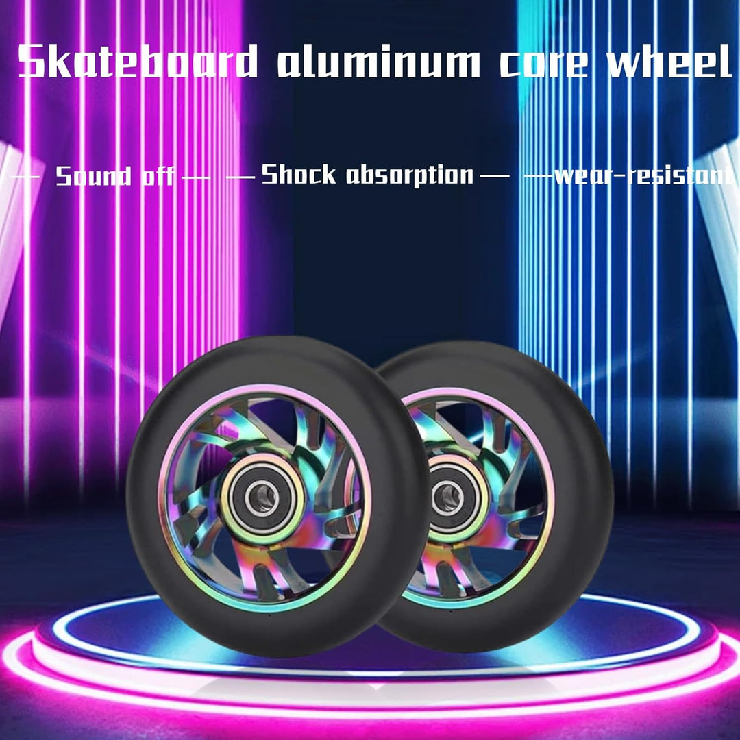 2 Stück Pro Stunt Scooter Rollen 100mm, Stunt Scooter Räder with ABEC-9 Bearings, Thickened PVC Repl