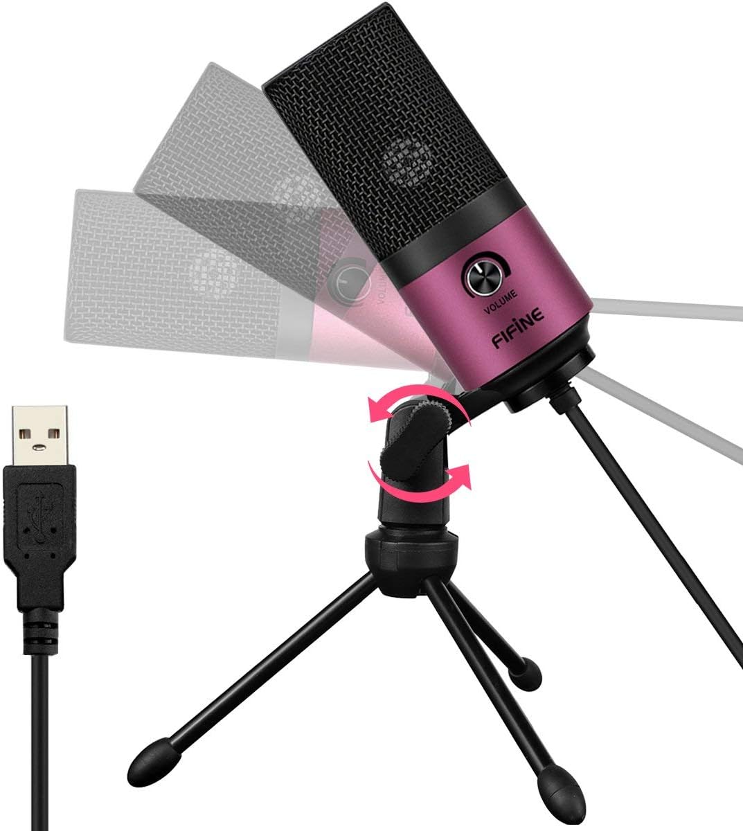 FIFINE Mikrofon PC USB, Microphone für MAC PS4 PS5, Streaming Mikrofon mit Ständer, Studioqualität A