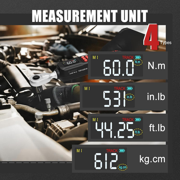 VANPO Digitaler Drehmomentschlüssel 3/8 Zoll(3–60 Nm) für Fahrrad & Motorrad, ±2% Genauigkeit Elektr