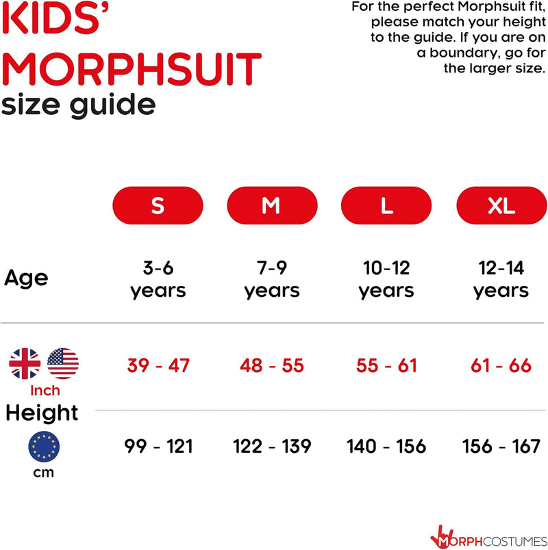Morphsuits Mumie Kostüm Kinder, Monster Verkleidung, Faschingskostüm Jungen Mädchen - S (94cm-107 cm